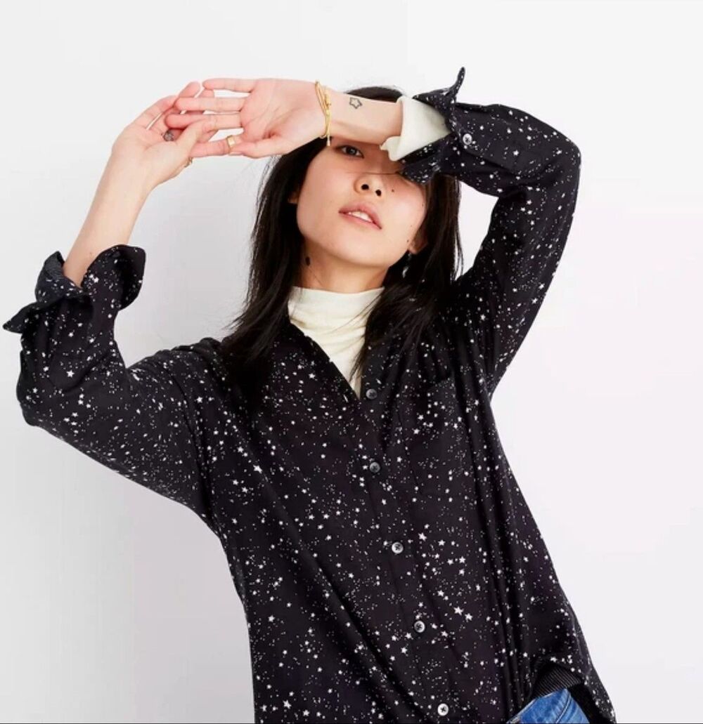 Madewell Women's Oversized Ex-Boyfriend Button Down Shirt Star Size Medium